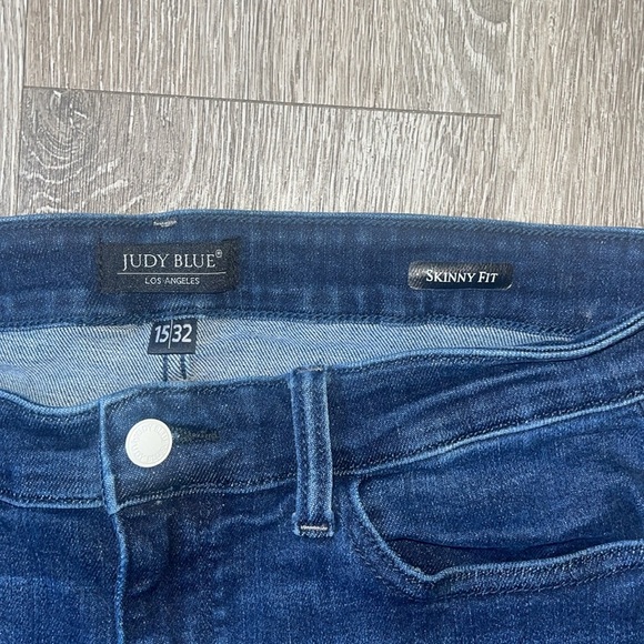 JUDY BLUE Beckley Mid Rise Skinny Jeans dark denim blue wash size 15 32 - Picture 3 of 10